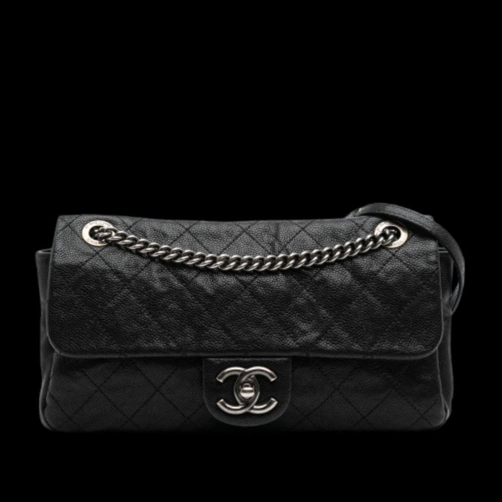 Black Leather Chanel Flap Bag