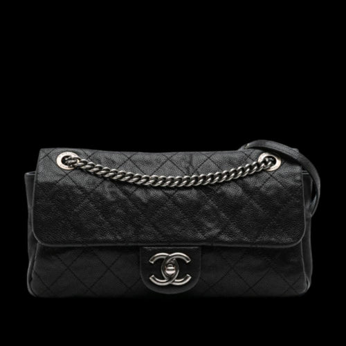 Black Leather Chanel Flap Bag