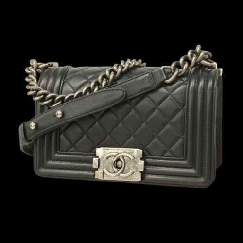 Black Leather Chanel Shoulder Bag