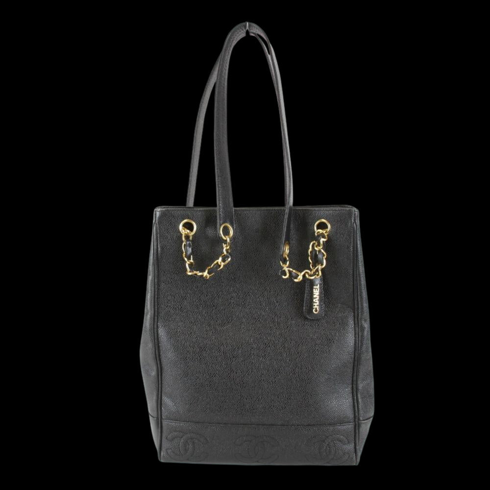 Black Leather Chanel Shoulder Bag