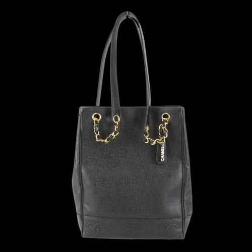 Black Leather Chanel Shoulder Bag
