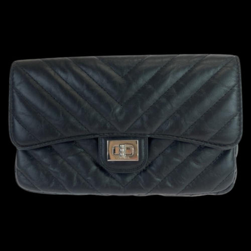 Black Leather Chanel Wallet On Chain