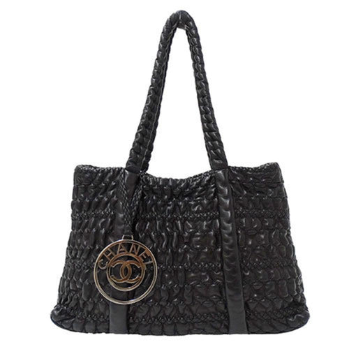 Black Leather Chanel Shoulder Bag