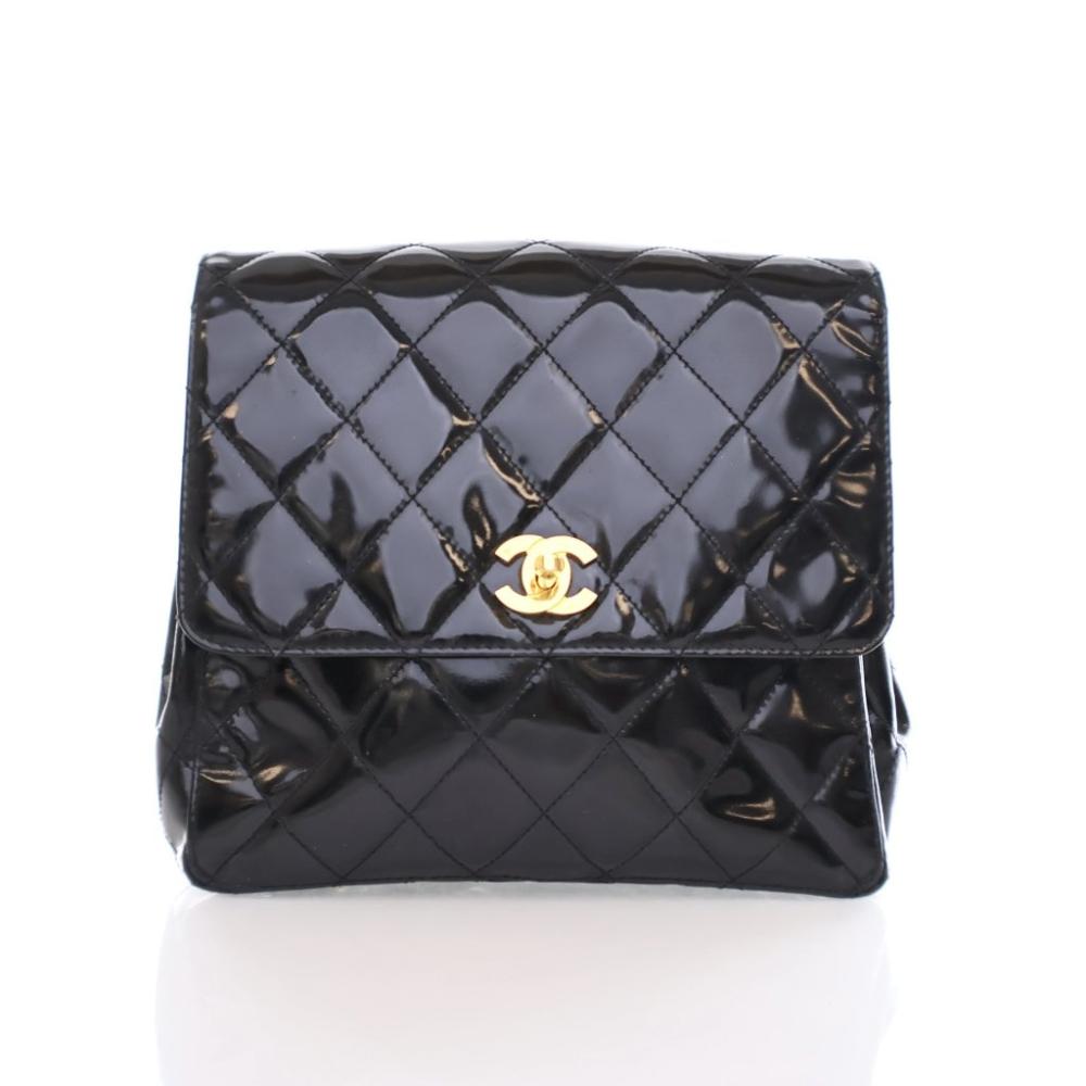 Black Leather Chanel Backpack