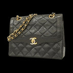 Black Leather Chanel Flap Bag