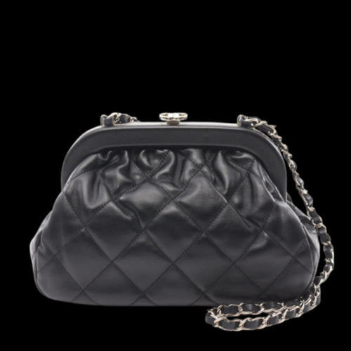 Black Leather Chanel Shoulder Bag