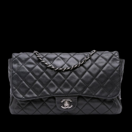 Black Leather Chanel Flap Bag