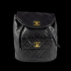 Black Leather Chanel Backpack