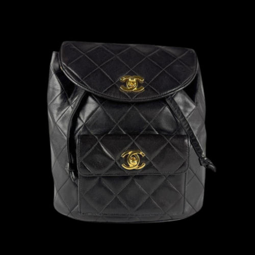 Black Leather Chanel Backpack