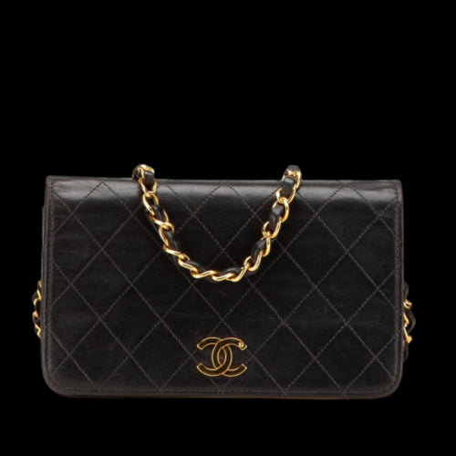 Black Leather Chanel Flap Bag