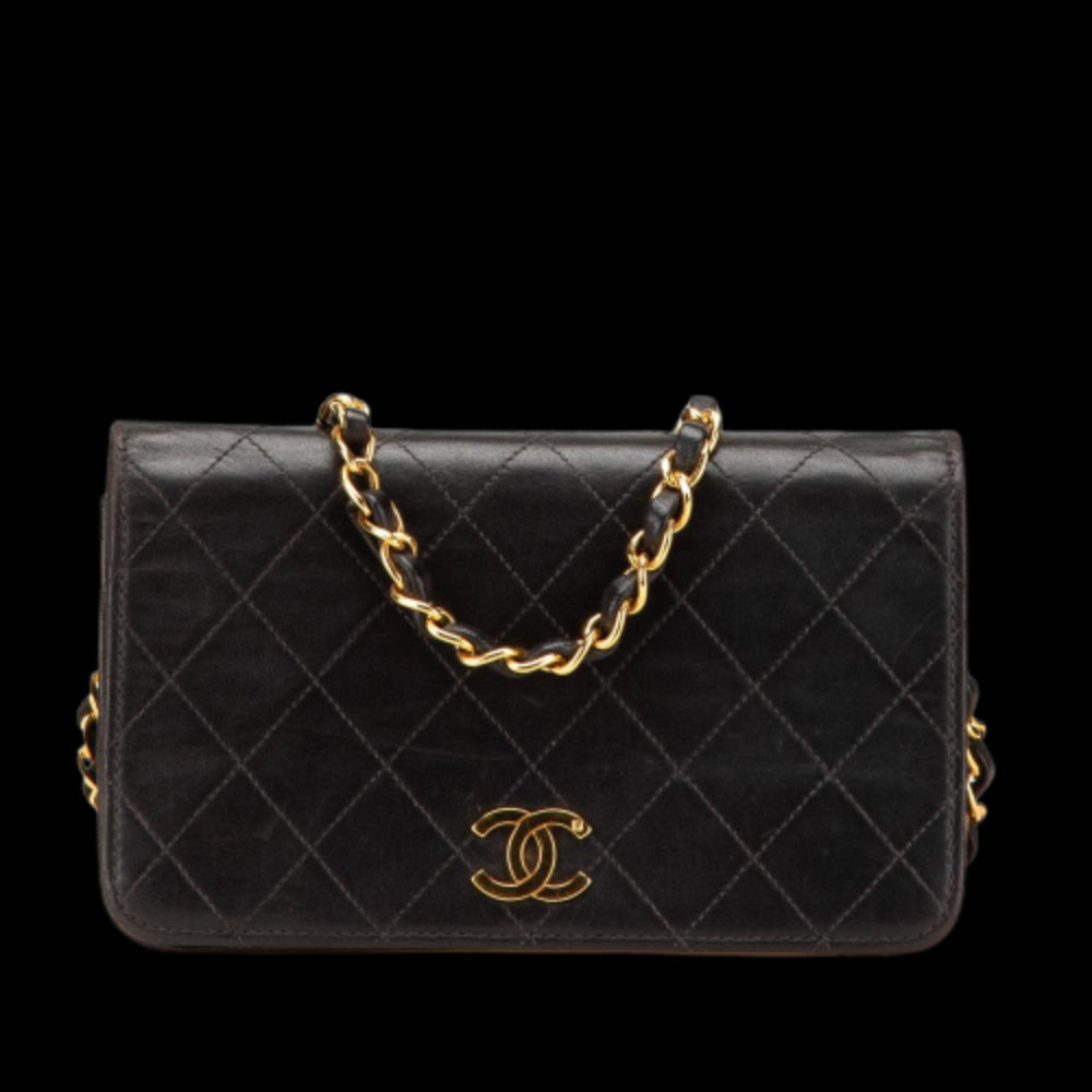 Black Leather Chanel Flap Bag