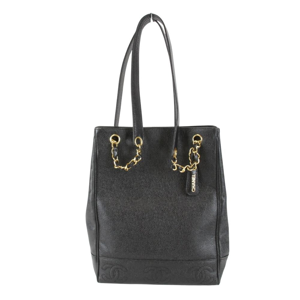 Black Leather Chanel Shoulder Bag