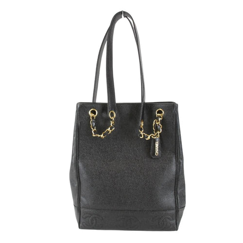 Black Leather Chanel Shoulder Bag