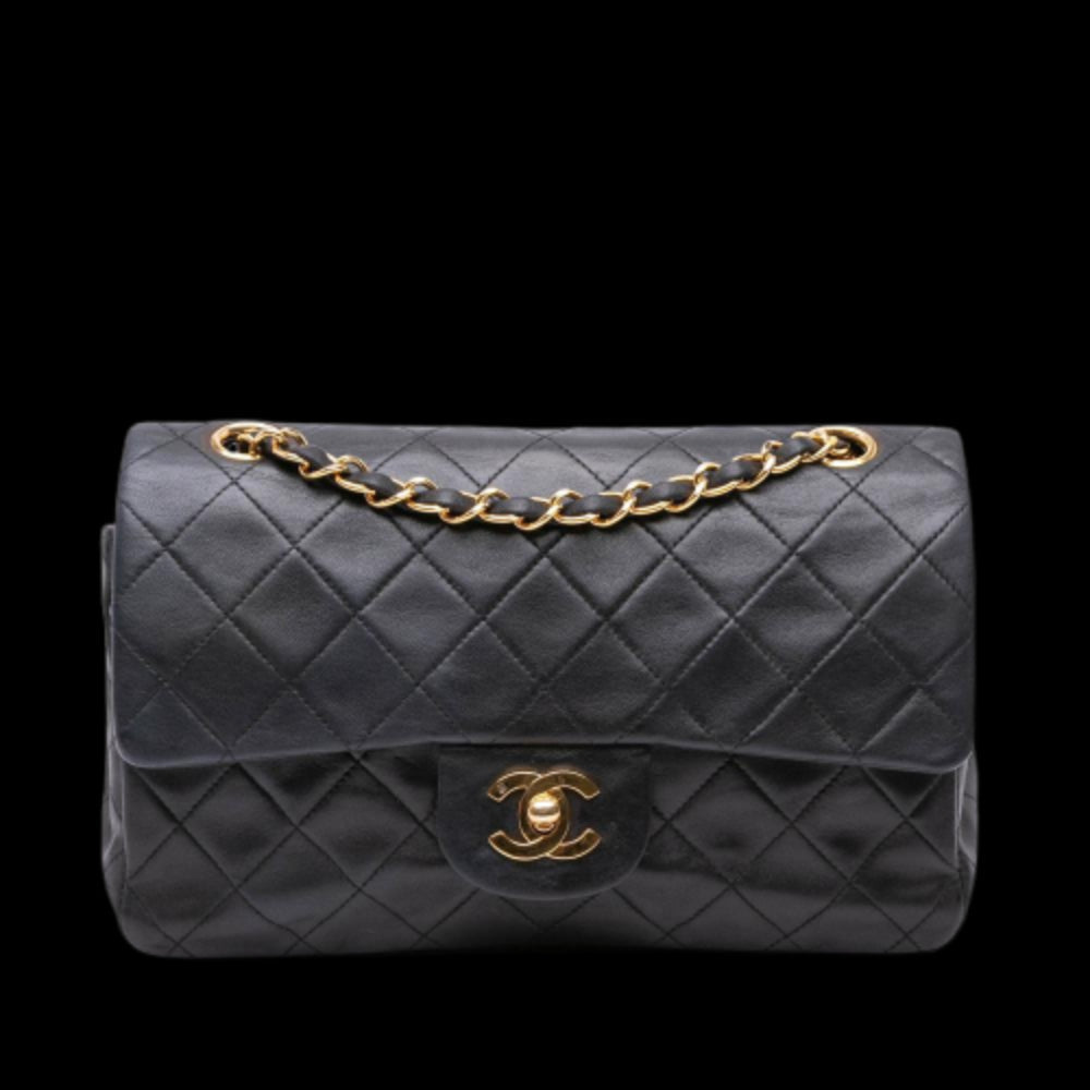 Black Leather Chanel Flap Bag