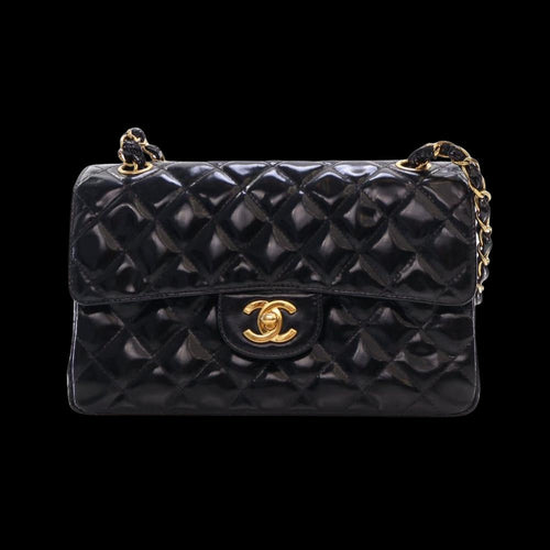 Black Leather Chanel Flap Bag