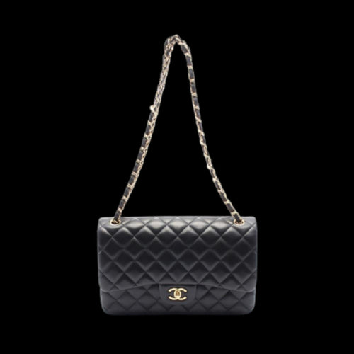 Black Leather Chanel Flap Bag
