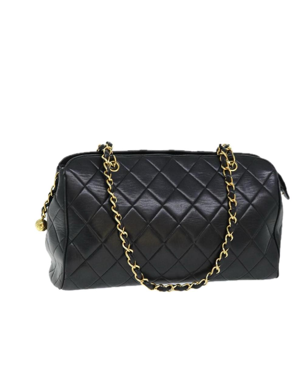 Black Leather Chanel Shoulder Bag