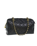 Black Leather Chanel Shoulder Bag