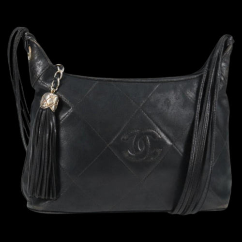 Black Leather Chanel Shoulder Bag
