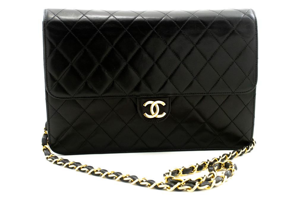 Black Leather Chanel Crossbody Bag