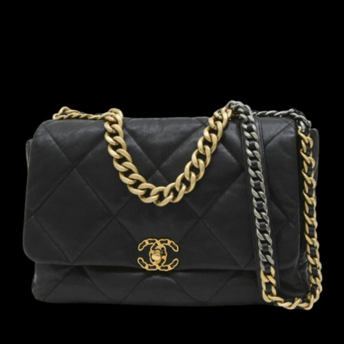 Black Leather Chanel Shoulder Bag