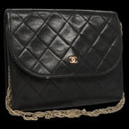 Black Leather Chanel Shoulder Bag