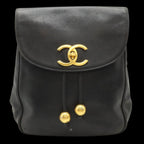 Black Leather Chanel Backpack