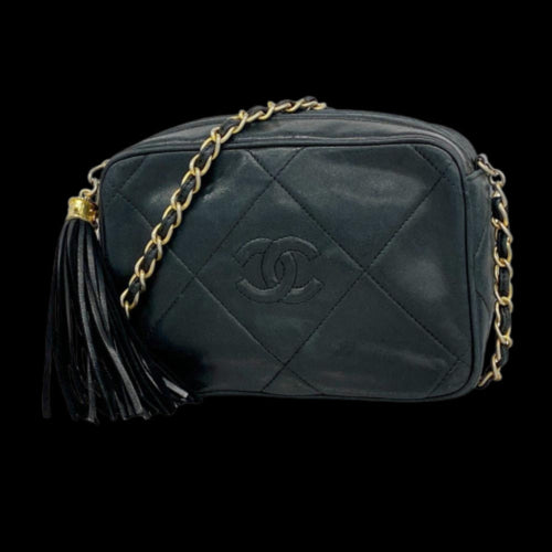 Black Leather Chanel Shoulder Bag