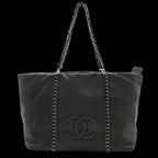Black Leather Chanel Shoulder Bag