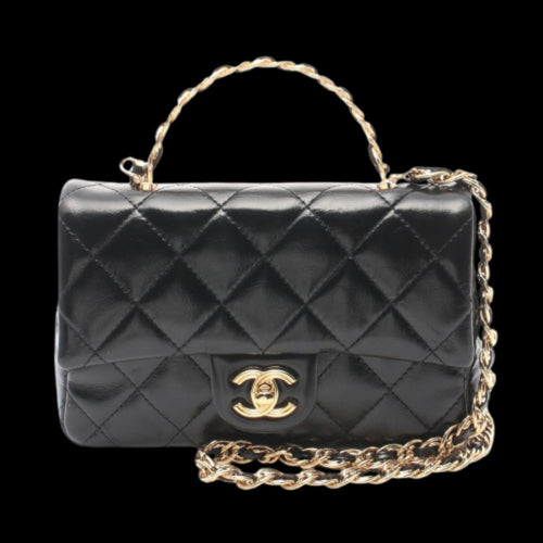 Black Leather Chanel Flap Bag