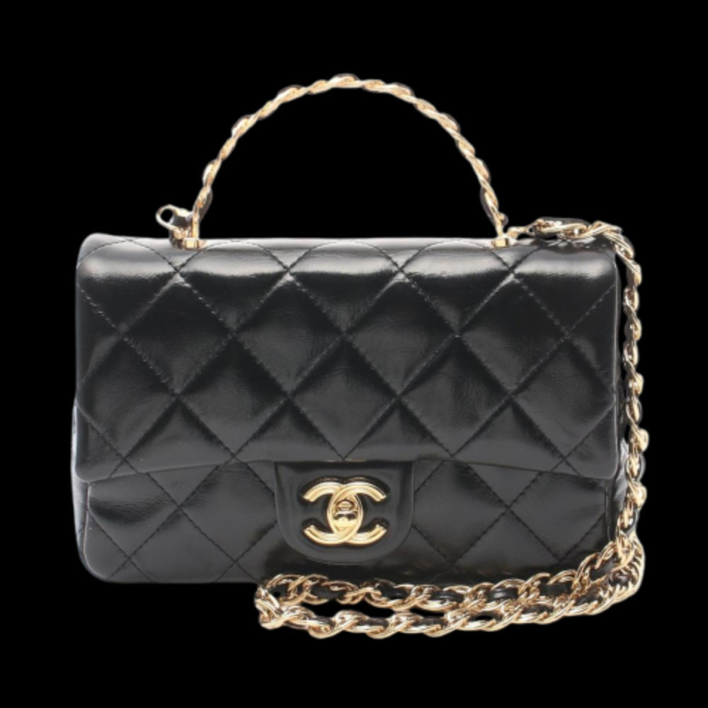 Black Leather Chanel Flap Bag