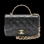 Black Leather Chanel Flap Bag