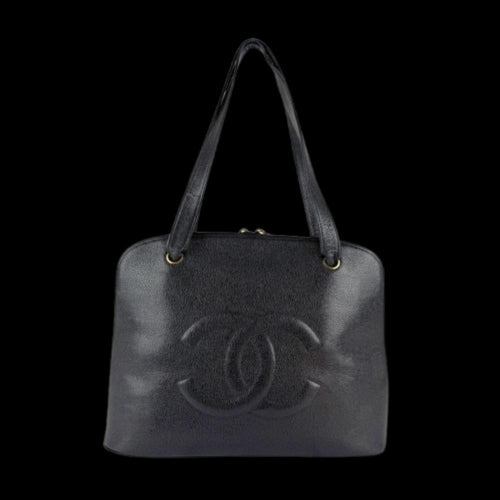 Black Leather Chanel Shoulder Bag