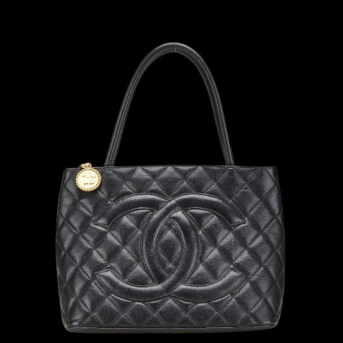 Black Leather Chanel Tote