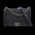 Black Leather Chanel Flap Bag