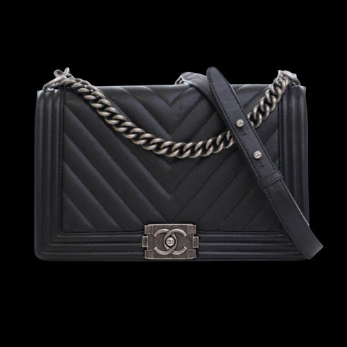 Black Leather Chanel Flap Bag