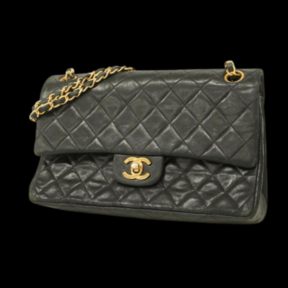 Black Leather Chanel Flap Bag