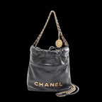 Black Leather Chanel Shoulder Bag