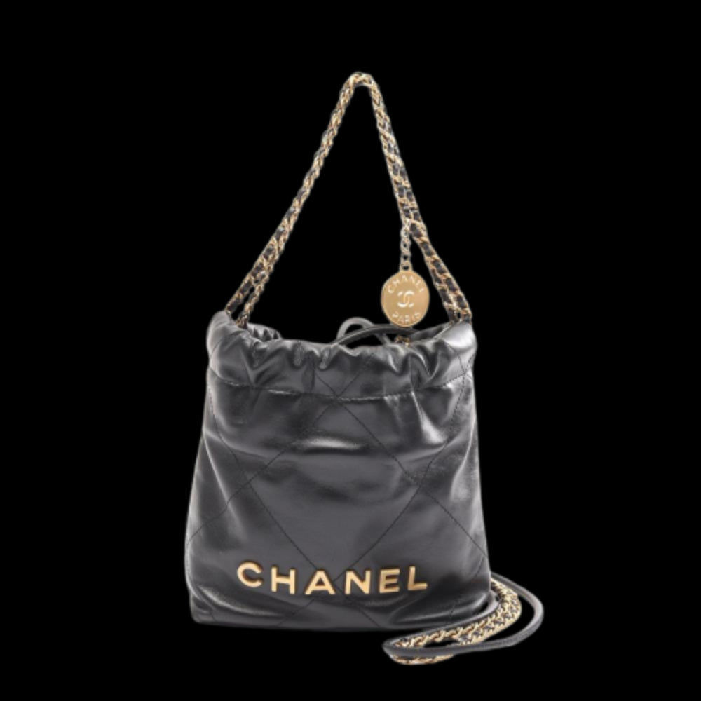 Black Leather Chanel Shoulder Bag