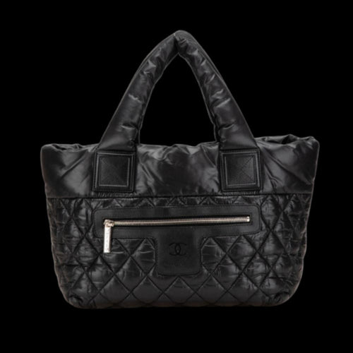 Black Leather Chanel Tote