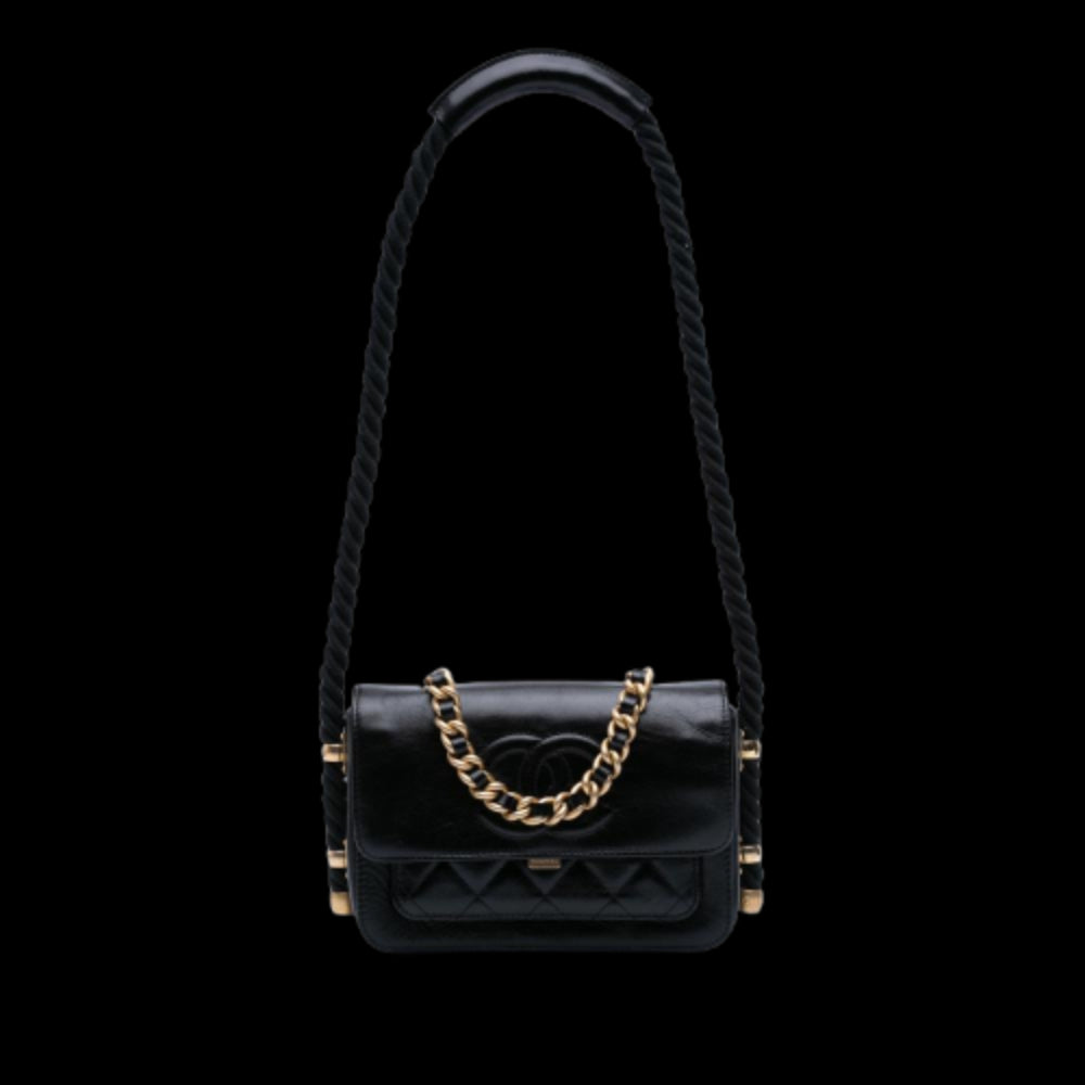 Black Leather Chanel Flap Bag