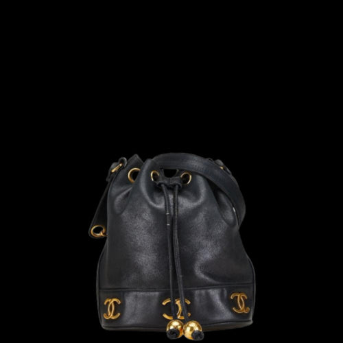 Black Leather Chanel Shoulder Bag