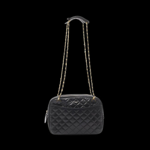 Black Leather Chanel Shoulder Bag