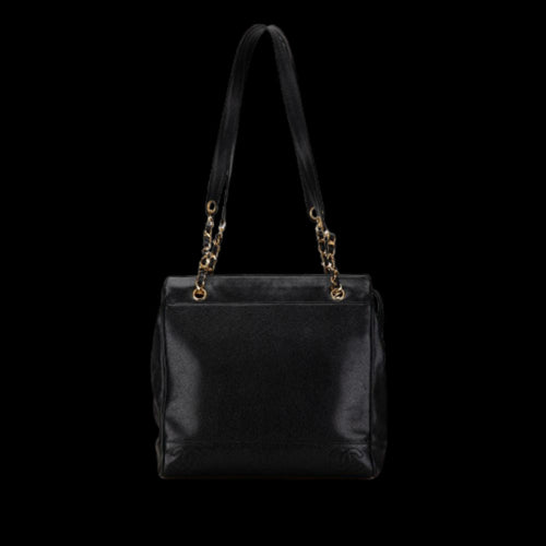 Black Leather Chanel Shoulder Bag