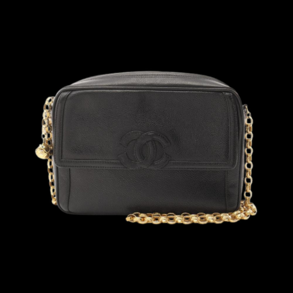 Black Leather Chanel Shoulder Bag