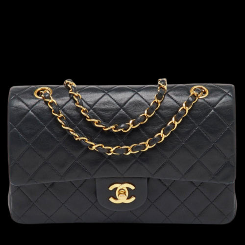 Black Leather Chanel Flap Bag