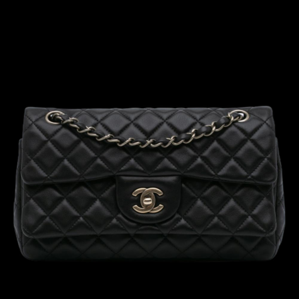 Black Leather Chanel Flap Bag