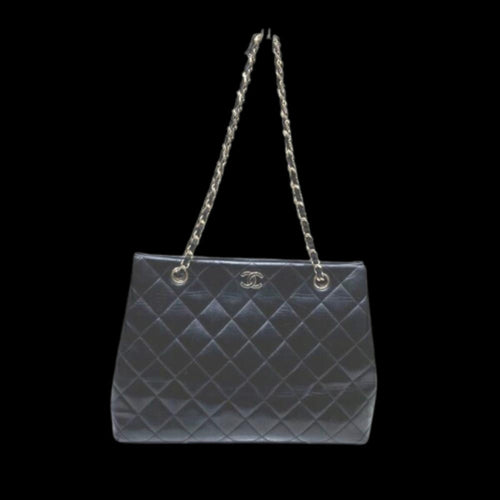 Black Leather Chanel Shoulder Bag