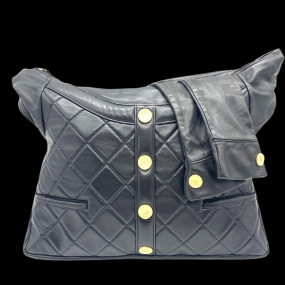 Black Leather Chanel Shoulder Bag