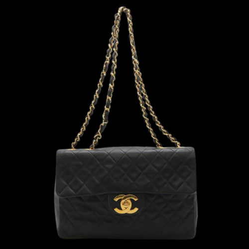 Black Leather Chanel Shoulder Bag